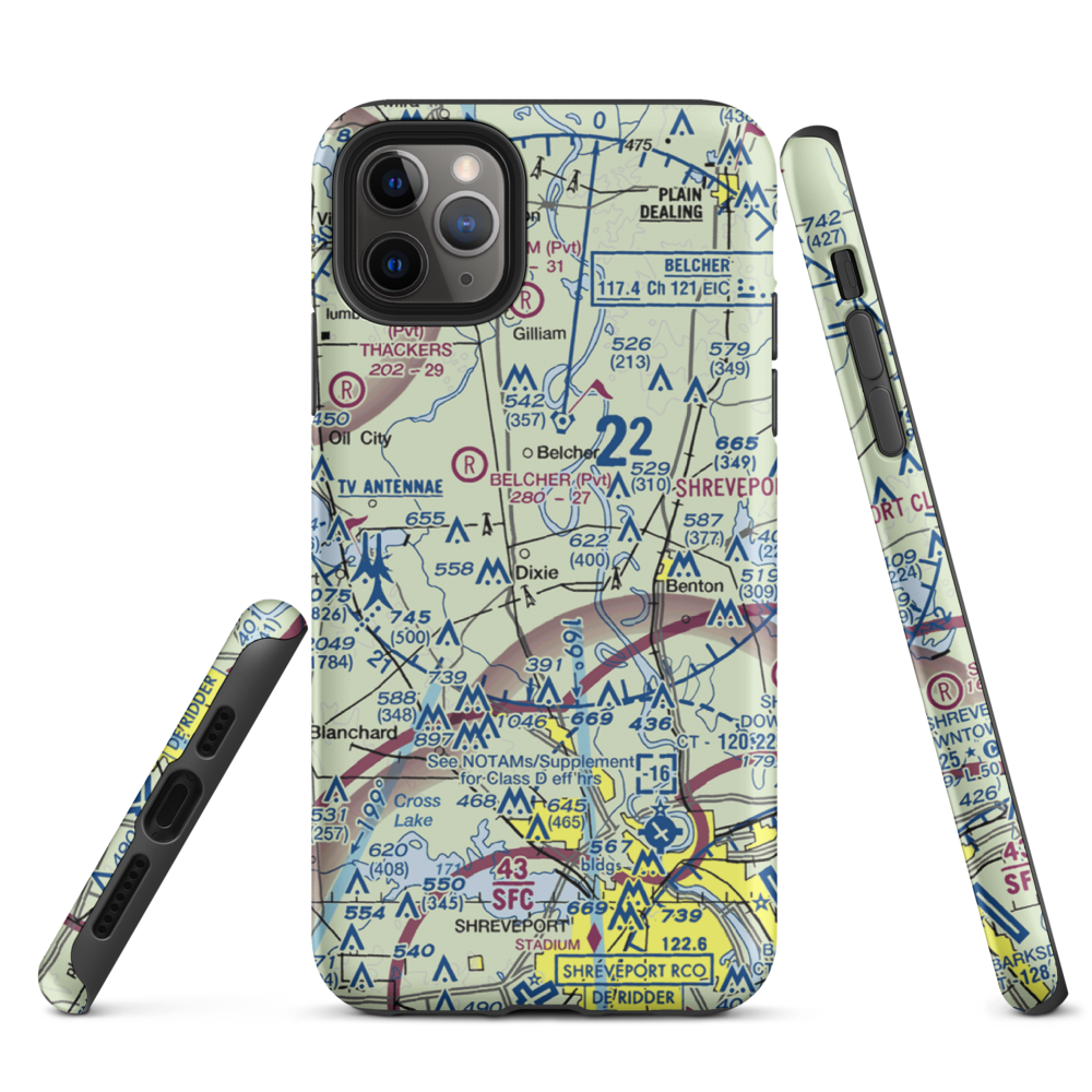 T & M Ag Aviation Airport (LA52) VFR Sectional  Tough iPhone Case iPhone 11 Pro Max model shown
