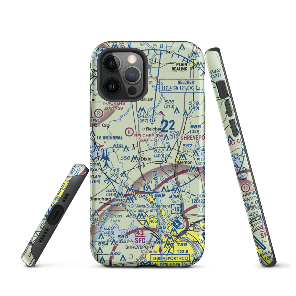 T & M Ag Aviation Airport (LA52) VFR Sectional  Tough iPhone Case iPhone 12 Pro model shown