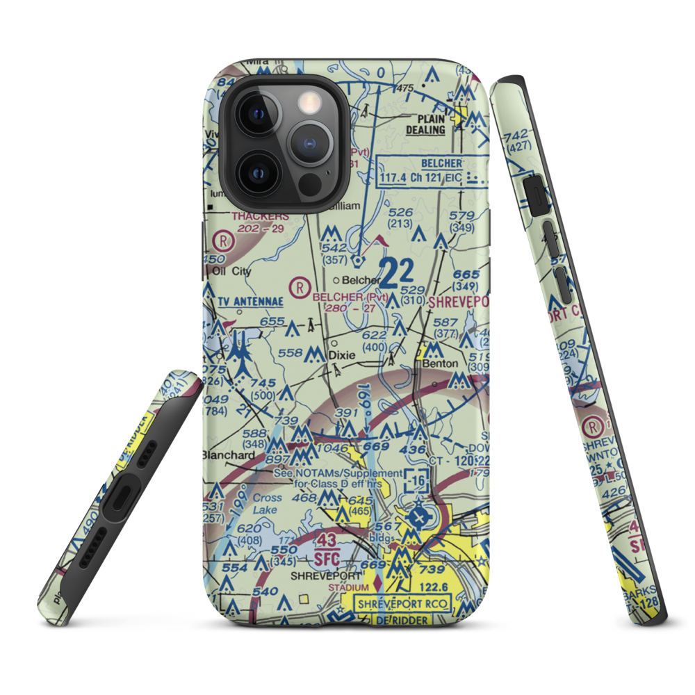 T & M Ag Aviation Airport (LA52) VFR Sectional  Tough iPhone Case iPhone 12 Pro Max model shown