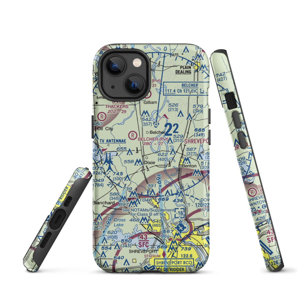 T & M Ag Aviation Airport (LA52) VFR Sectional  Tough iPhone Case iPhone 13 model shown