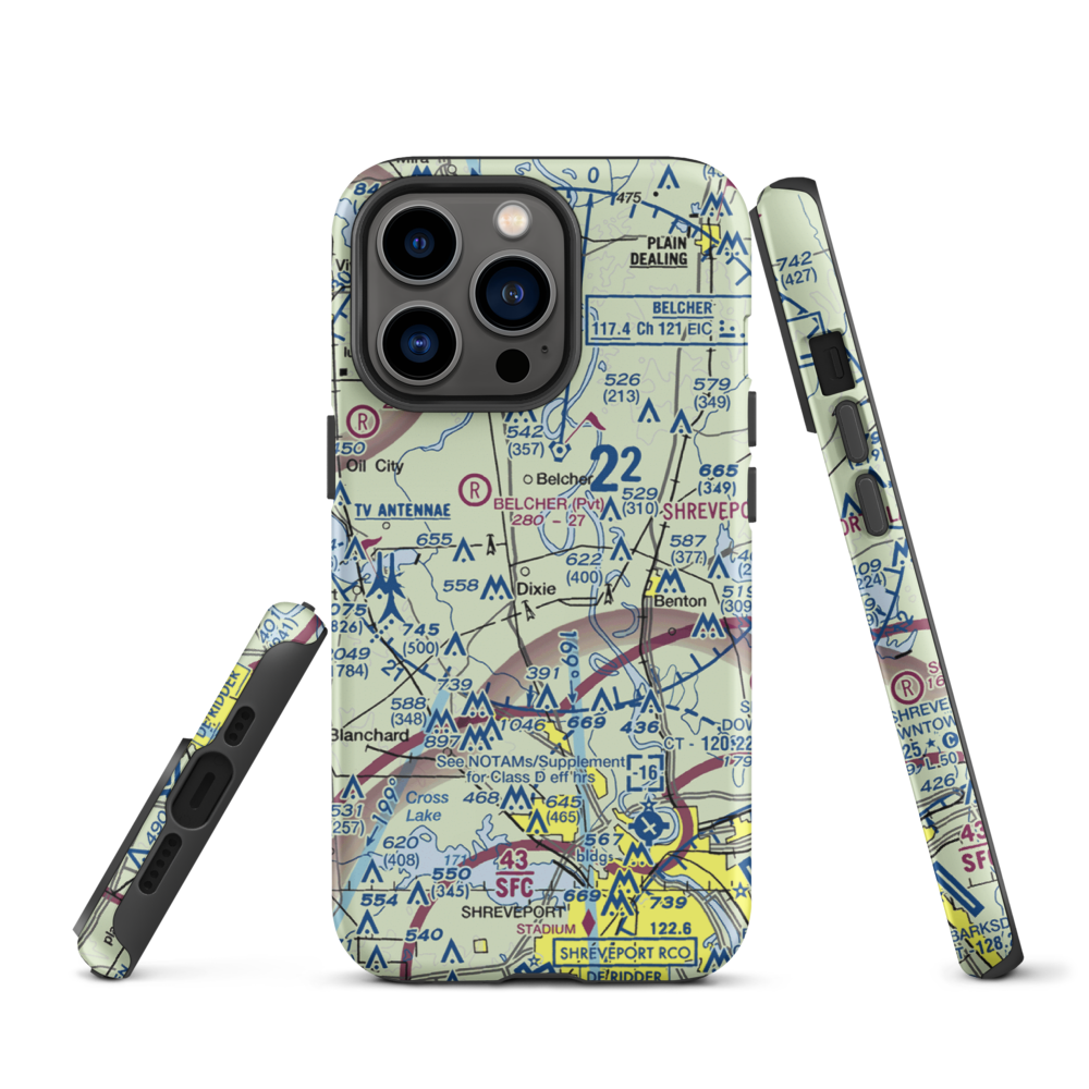 T & M Ag Aviation Airport (LA52) VFR Sectional  Tough iPhone Case iPhone 13 Pro model shown