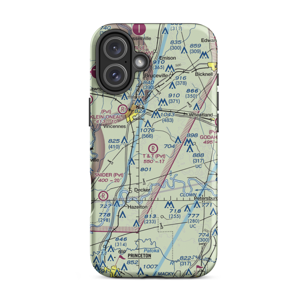 T & T Airport (IN15) VFR Sectional  Tough iPhone Case iPhone 16 Plus model shown