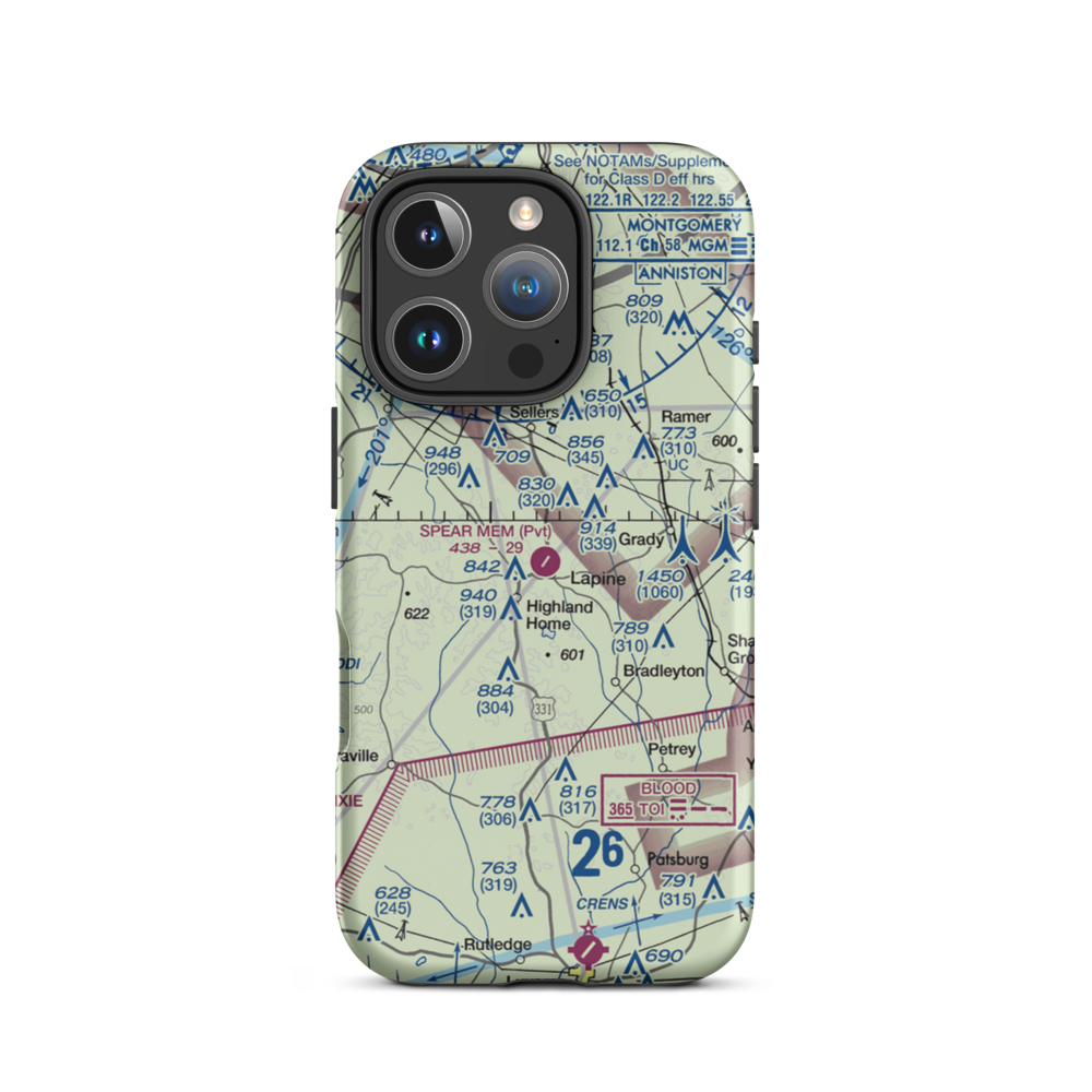 T W Spear Memorial Airport (4AL9) VFR Sectional  Tough iPhone Case iPhone 16 Pro model shown