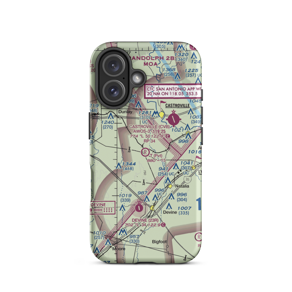 T-Ranch Airport (XS86) VFR Sectional  Tough iPhone Case iPhone 16 model shown