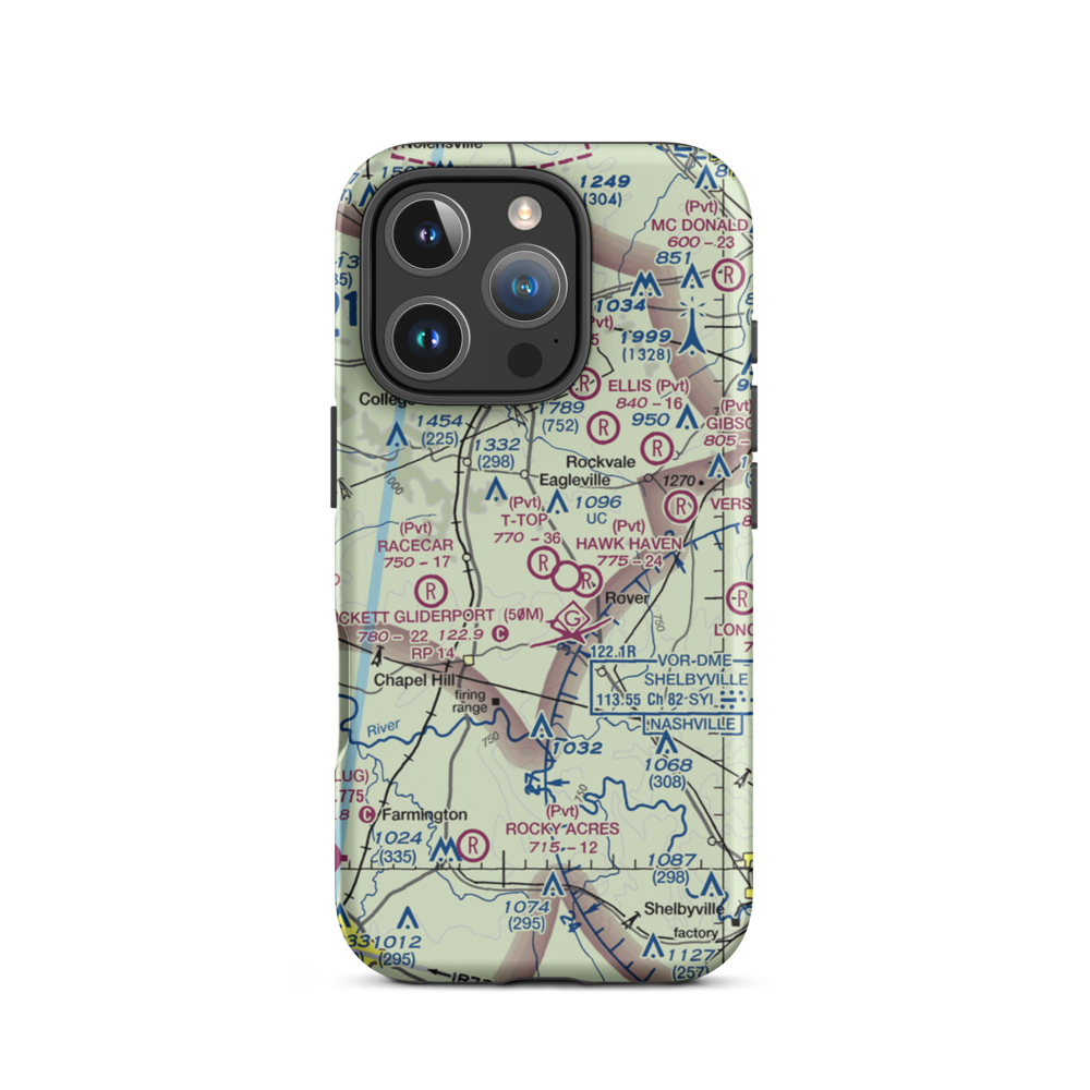 T-Top Airfield (TN14) VFR Sectional  Tough iPhone Case iPhone 16 Pro model shown