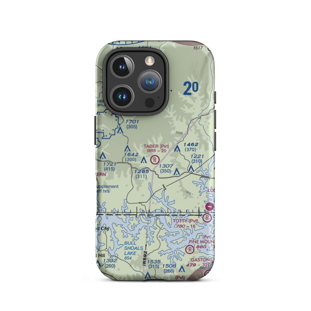 Taber Field (26MO) VFR Sectional  Tough iPhone Case iPhone 16 Pro model shown