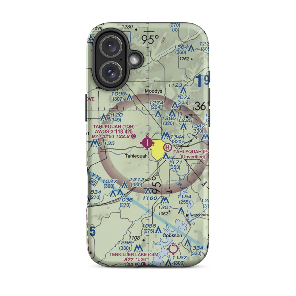 Tahlequah Municipal Airport (TQH) VFR Sectional  Tough iPhone Case iPhone 16 Plus model shown