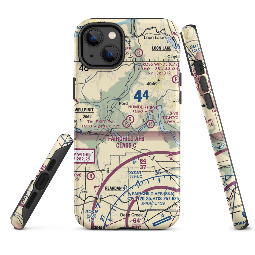 Tailskid Ranch Airport (39WA) VFR Sectional  Tough iPhone Case iPhone 14 Plus model shown