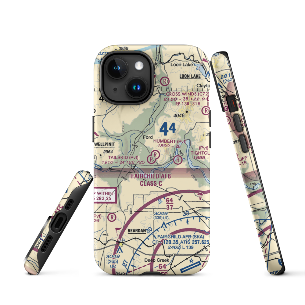 Tailskid Ranch Airport (39WA) VFR Sectional  Tough iPhone Case iPhone 15 model shown