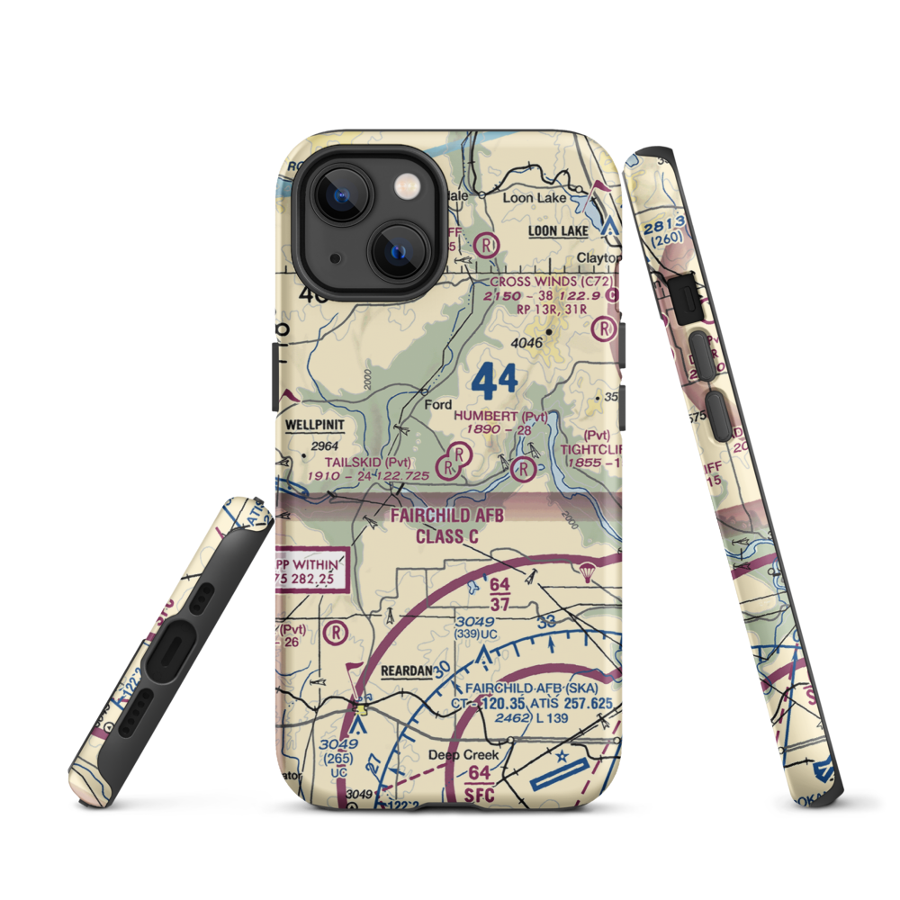 Tailskid Ranch Airport (39WA) VFR Sectional  Tough iPhone Case iPhone 13 model shown