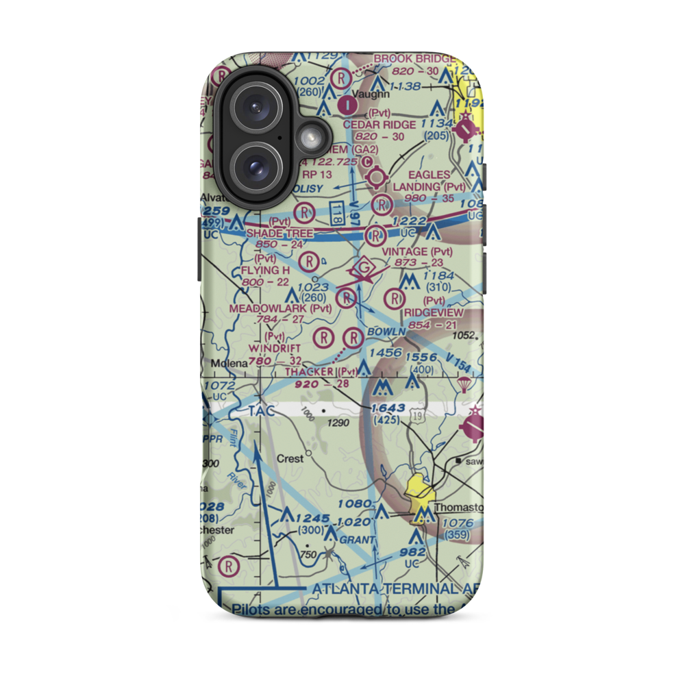 Takle Field (GA74) VFR Sectional  Tough iPhone Case iPhone 16 Plus model shown