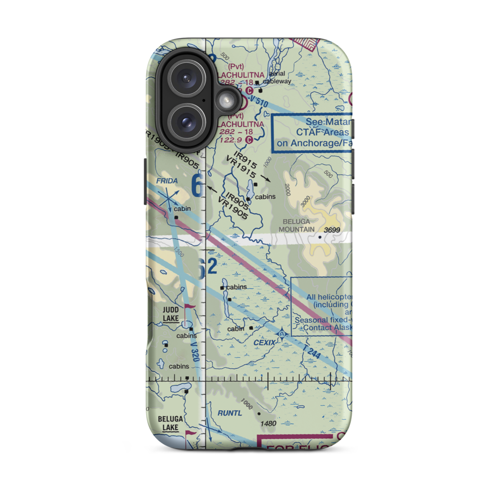Talaheim Airport (1AK8) VFR Sectional  Tough iPhone Case iPhone 16 Plus model shown