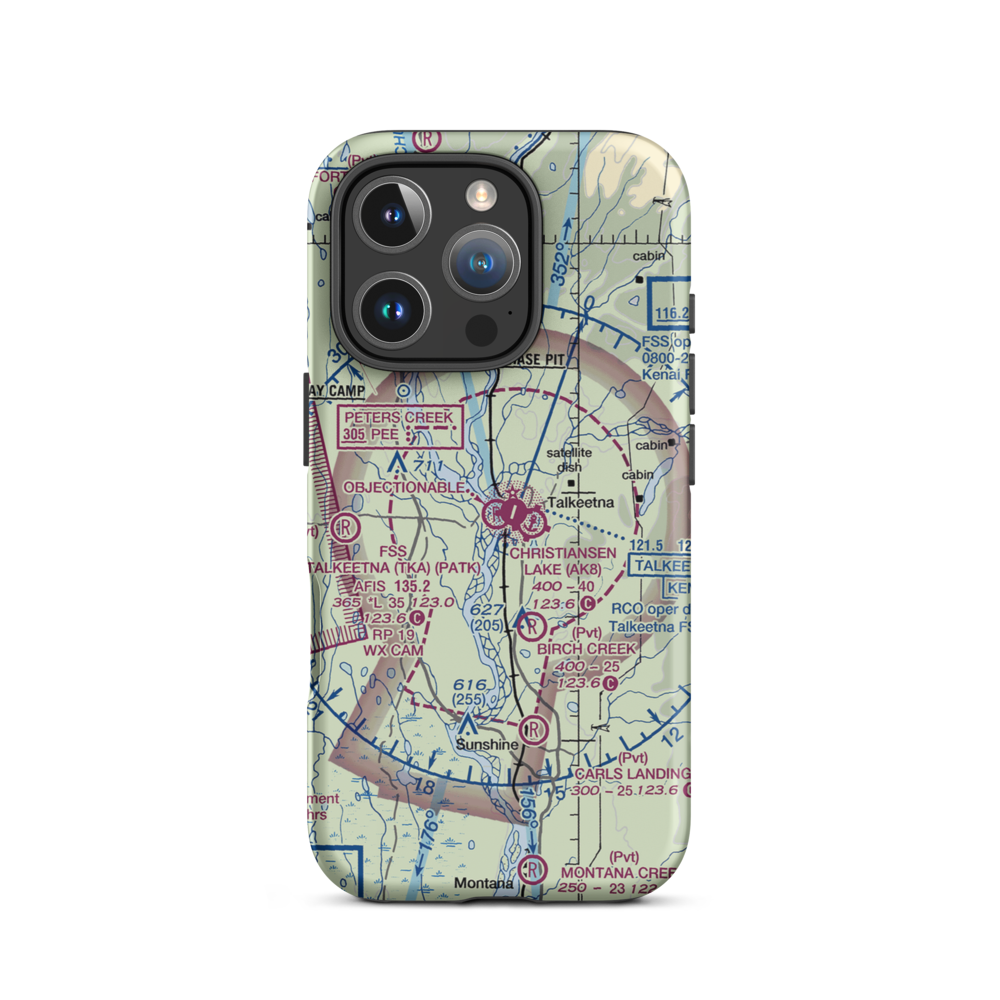 Talkeetna Village Strip (AK44) VFR Sectional  Tough iPhone Case iPhone 16 Pro model shown