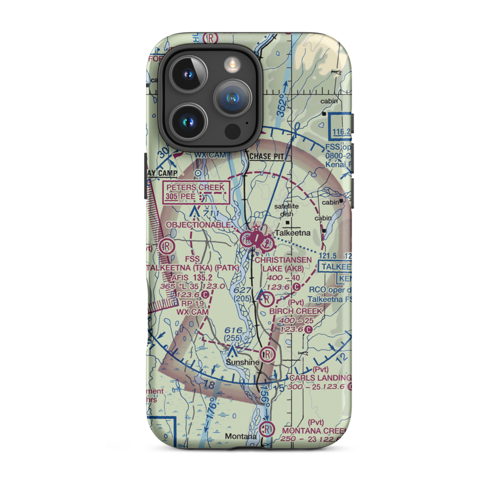 Talkeetna Village Strip (AK44) VFR Sectional  Tough iPhone Case iPhone 16 Pro Max model shown