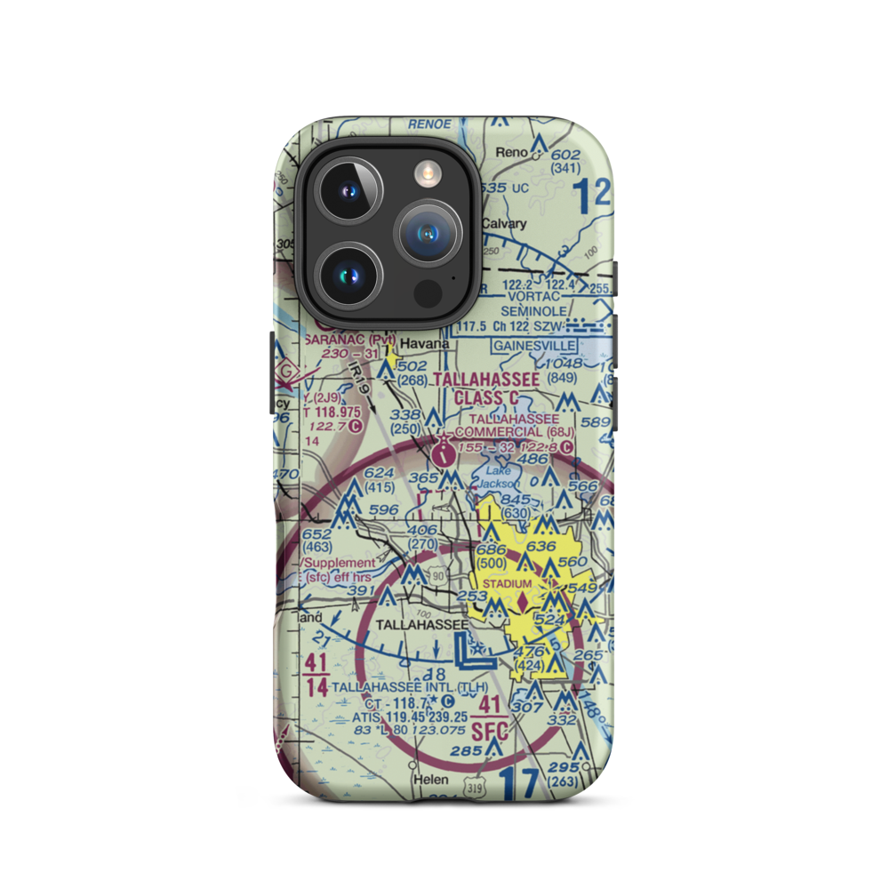 Tallahassee Commercial Airport (68J) VFR Sectional  Tough iPhone Case iPhone 16 Pro model shown