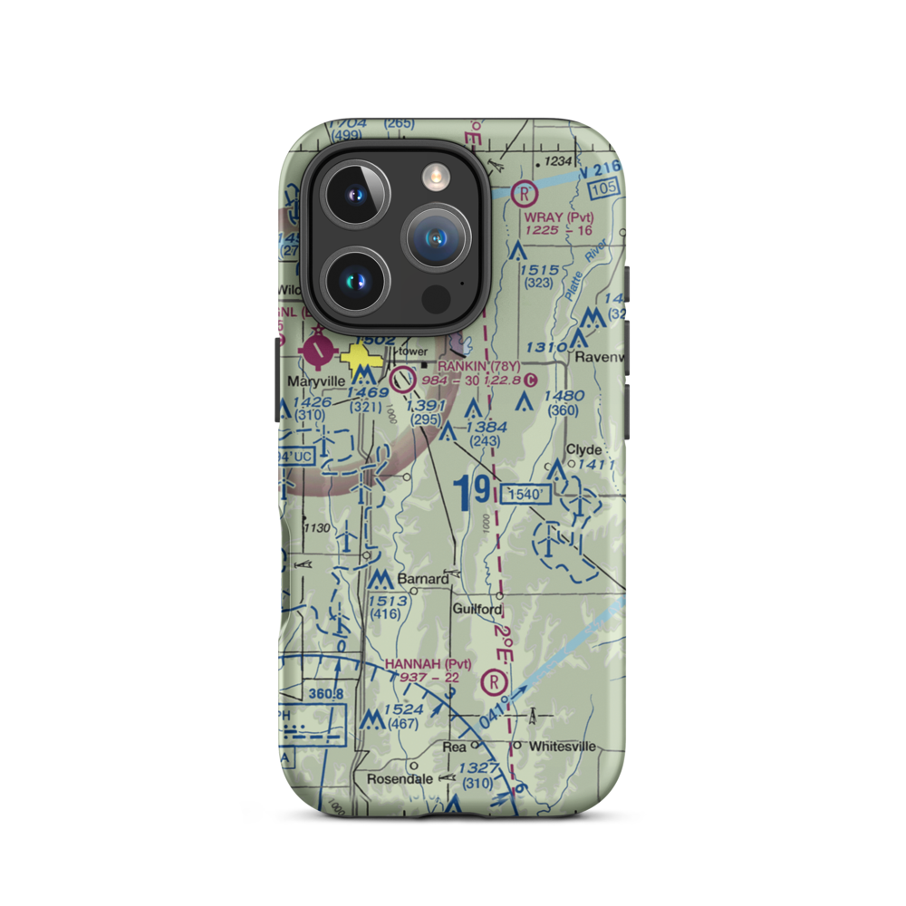 Tallen Airport (MU35) VFR Sectional  Tough iPhone Case iPhone 16 Pro model shown