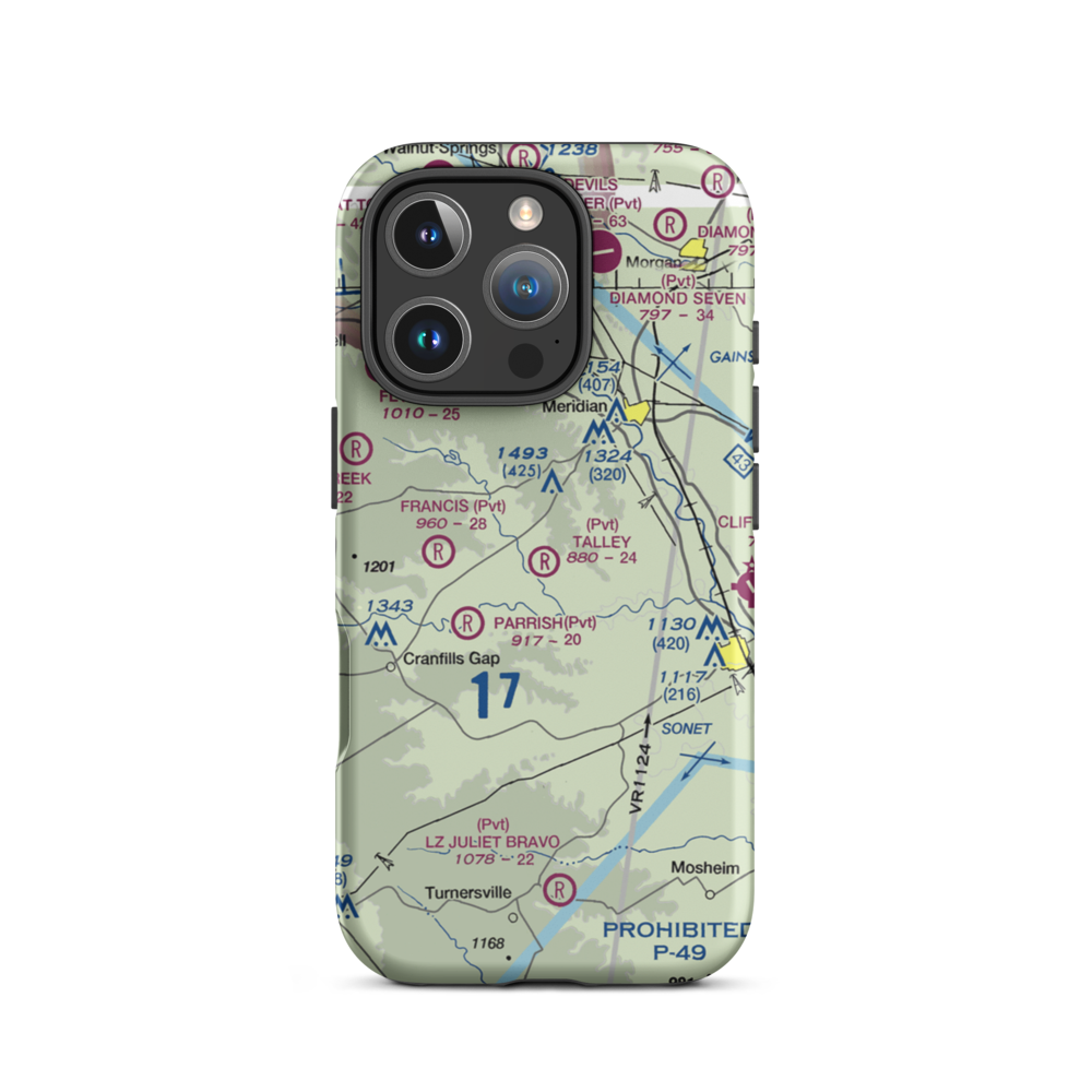 Talley Airport (TX48) VFR Sectional  Tough iPhone Case iPhone 16 Pro model shown