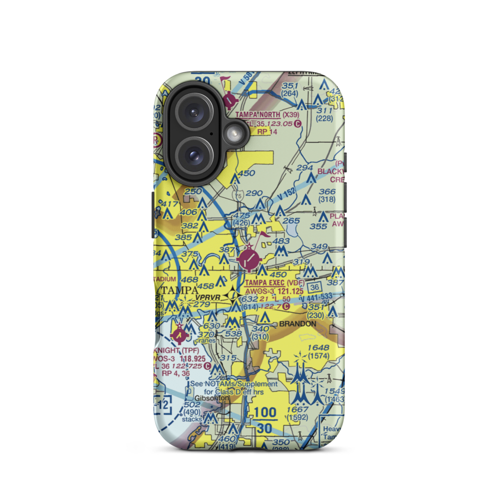 Tampa Executive Airport (VDF) VFR Sectional  Tough iPhone Case iPhone 16 model shown