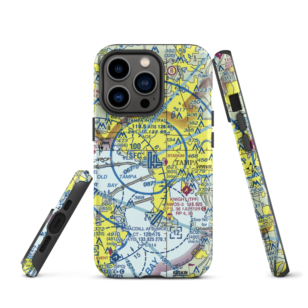 Tampa International Airport (TPA) VFR Sectional  Tough iPhone Case iPhone 13 Pro model shown