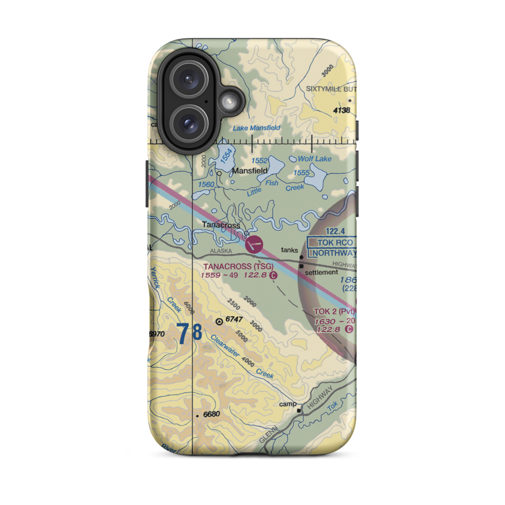 Tanacross Airport (TSG) VFR Sectional  Tough iPhone Case iPhone 16 Plus model shown