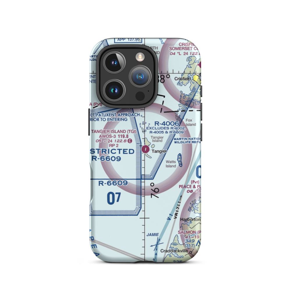 Tangier Island Airport (TGI) VFR Sectional  Tough iPhone Case iPhone 16 Pro model shown