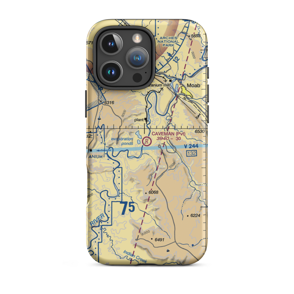 Tangri-La Airport (UT68) VFR Sectional  Tough iPhone Case iPhone 16 Pro Max model shown