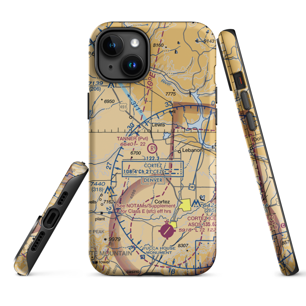 Tanner Field (CO27) VFR Sectional  Tough iPhone Case iPhone 15 Plus model shown