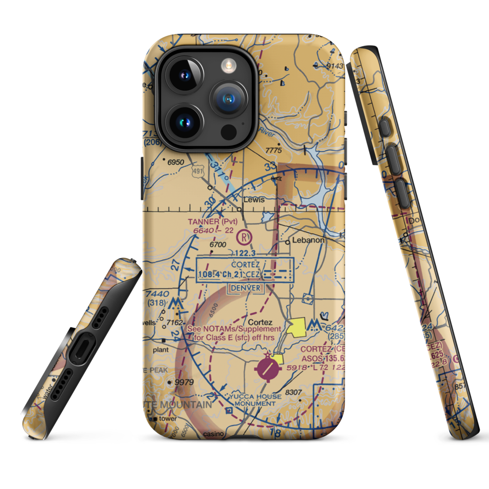 Tanner Field (CO27) VFR Sectional  Tough iPhone Case iPhone 15 Pro Max model shown