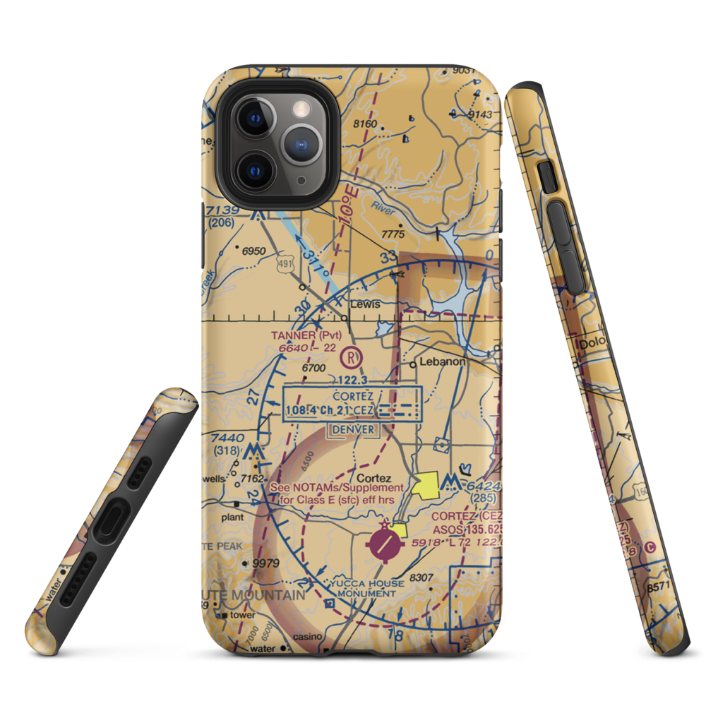 Tanner Field (CO27) VFR Sectional  Tough iPhone Case iPhone 11 Pro Max model shown