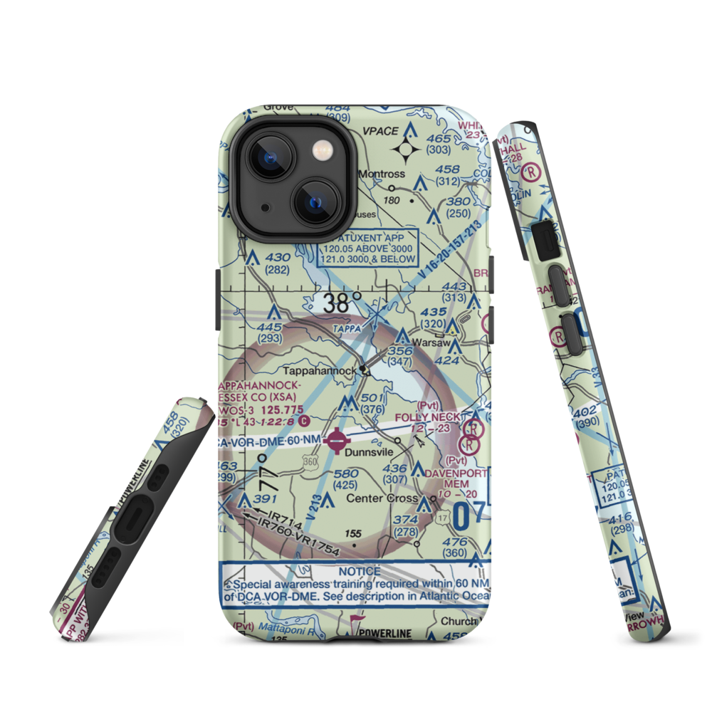 Tappahannock Municipal Airport (W79) VFR Sectional  Tough iPhone Case iPhone 14 model shown