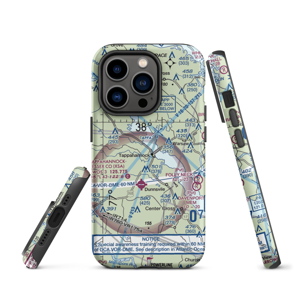 Tappahannock Municipal Airport (W79) VFR Sectional  Tough iPhone Case iPhone 14 Pro model shown
