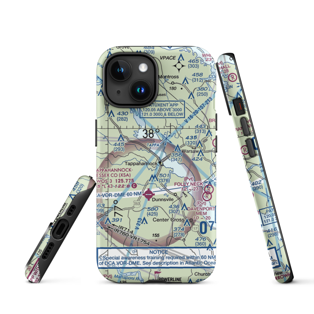 Tappahannock Municipal Airport (W79) VFR Sectional  Tough iPhone Case iPhone 15 model shown