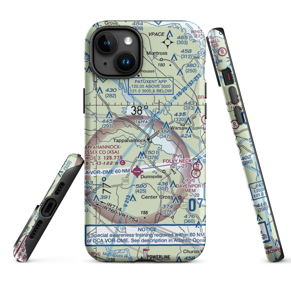 Tappahannock Municipal Airport (W79) VFR Sectional  Tough iPhone Case iPhone 15 Plus model shown