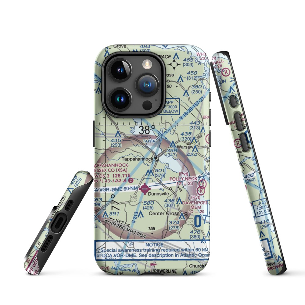 Tappahannock Municipal Airport (W79) VFR Sectional  Tough iPhone Case iPhone 15 Pro model shown