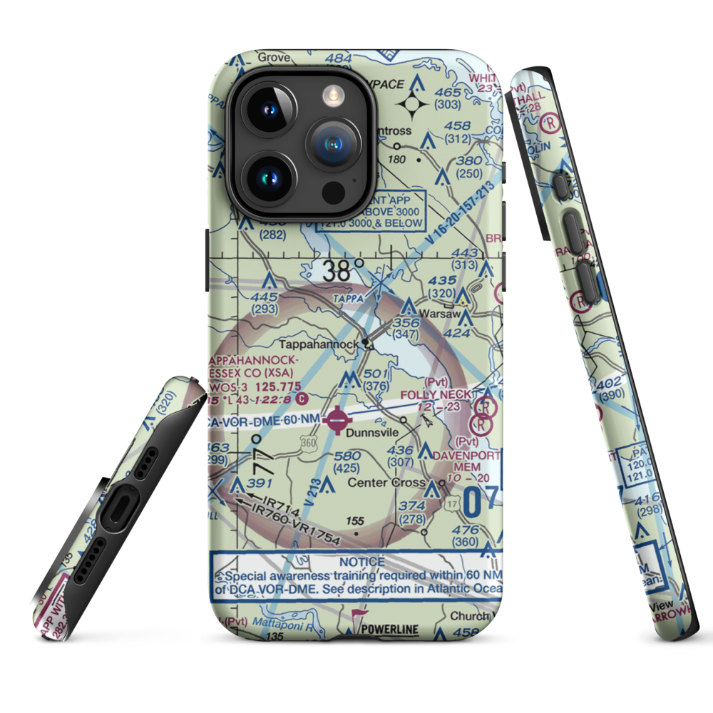 Tappahannock Municipal Airport (W79) VFR Sectional  Tough iPhone Case iPhone 15 Pro Max model shown