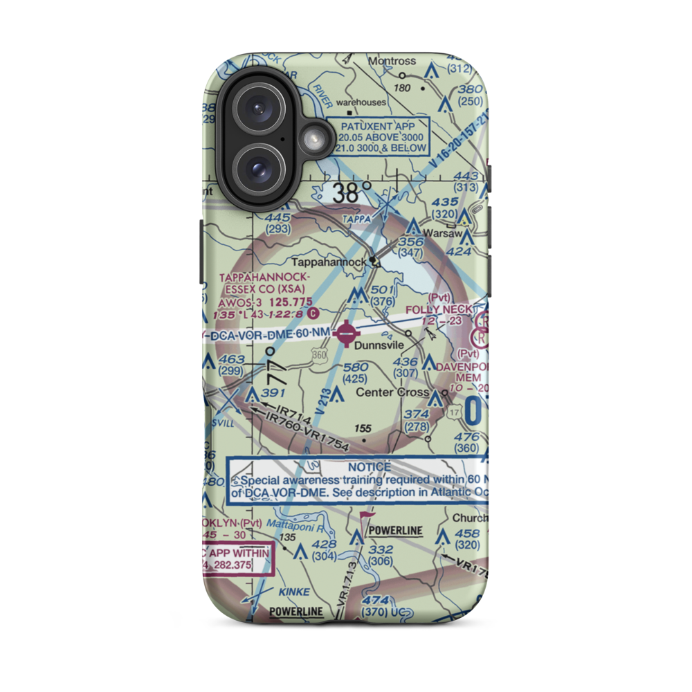 Tappahannock-Essex County Airport (XSA) VFR Sectional  Tough iPhone Case iPhone 16 Plus model shown