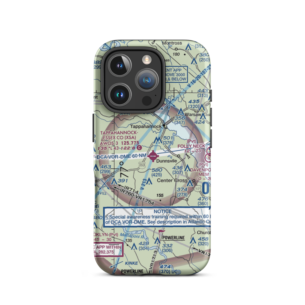 Tappahannock-Essex County Airport (XSA) VFR Sectional  Tough iPhone Case iPhone 16 Pro model shown