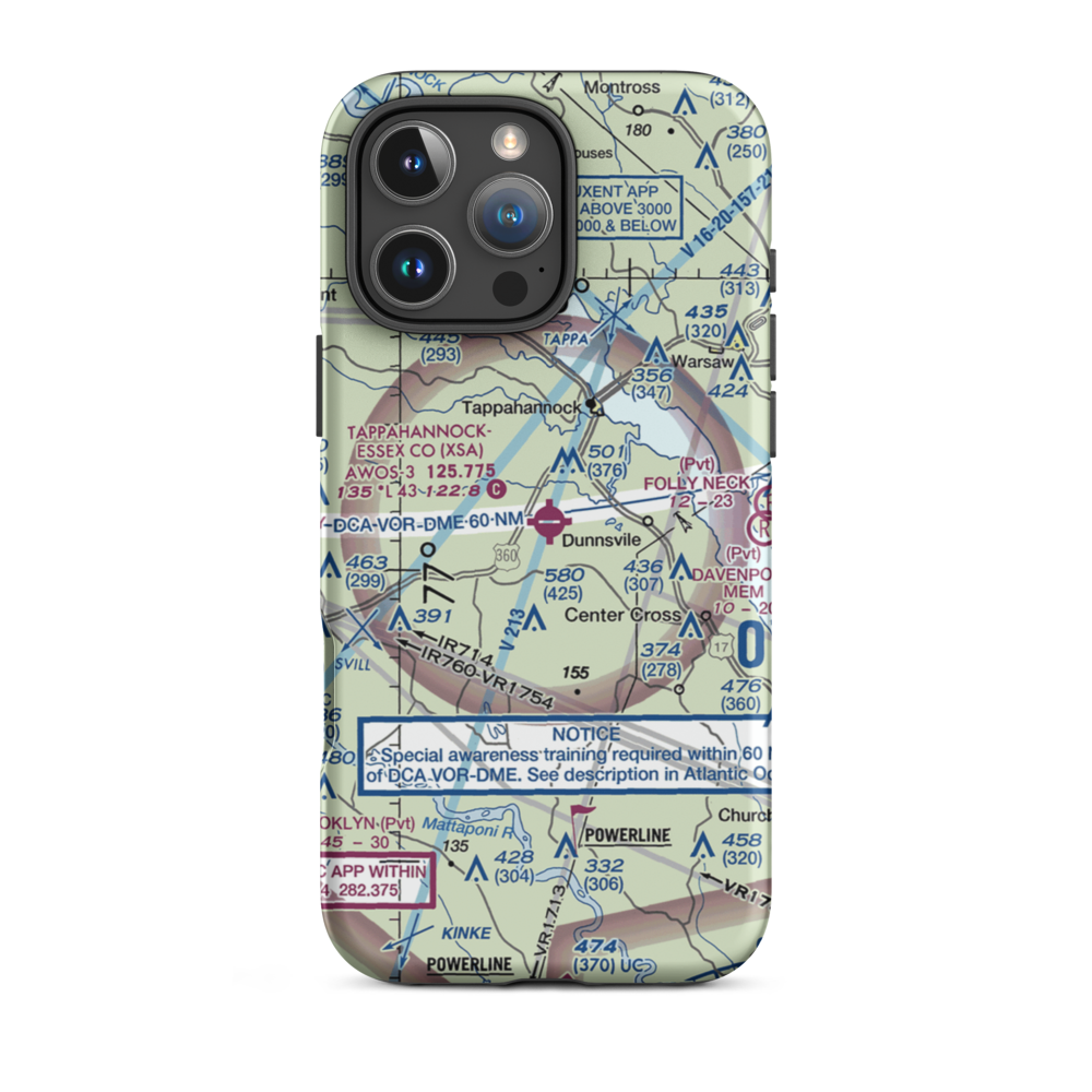 Tappahannock-Essex County Airport (XSA) VFR Sectional  Tough iPhone Case iPhone 16 Pro Max model shown
