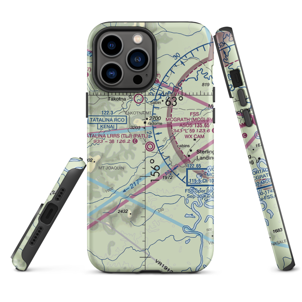 Tatalina LRRS Airport (TLJ) VFR Sectional  Tough iPhone Case iPhone 13 Pro Max model shown
