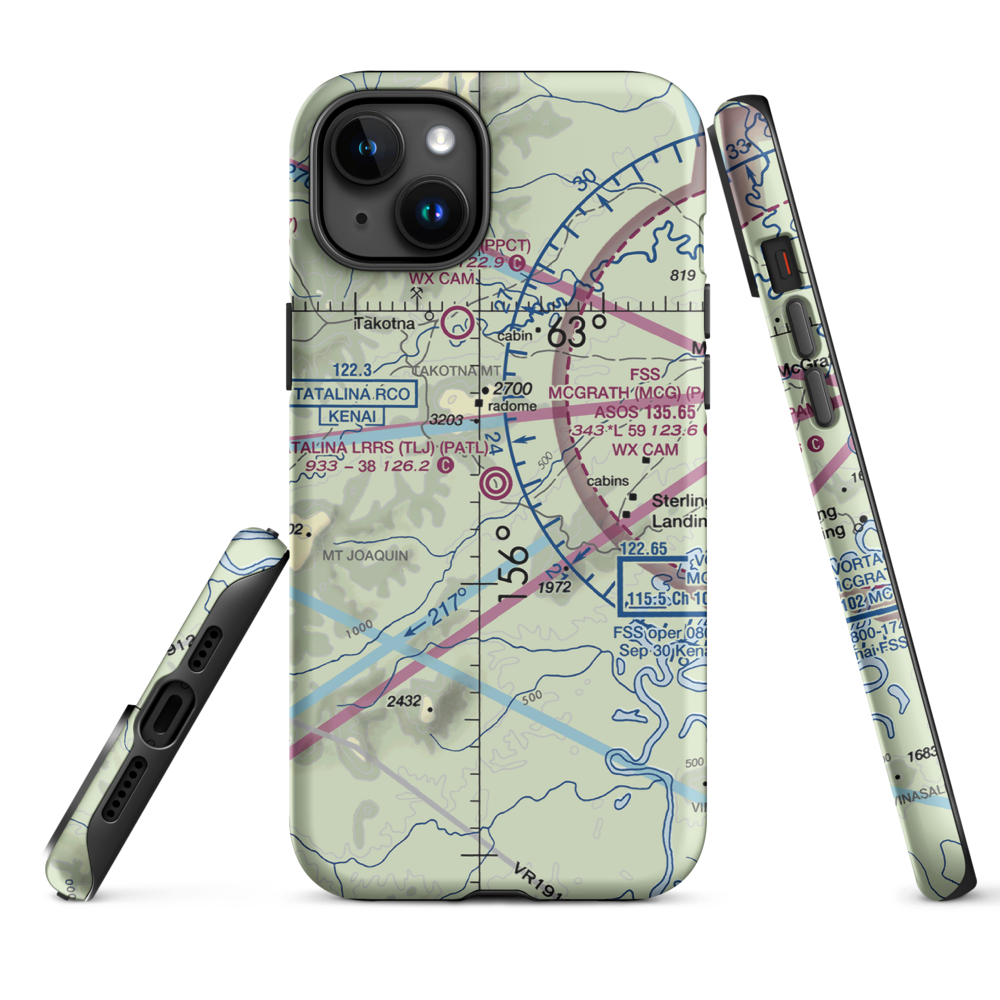 Tatalina LRRS Airport (TLJ) VFR Sectional  Tough iPhone Case iPhone 15 Plus model shown
