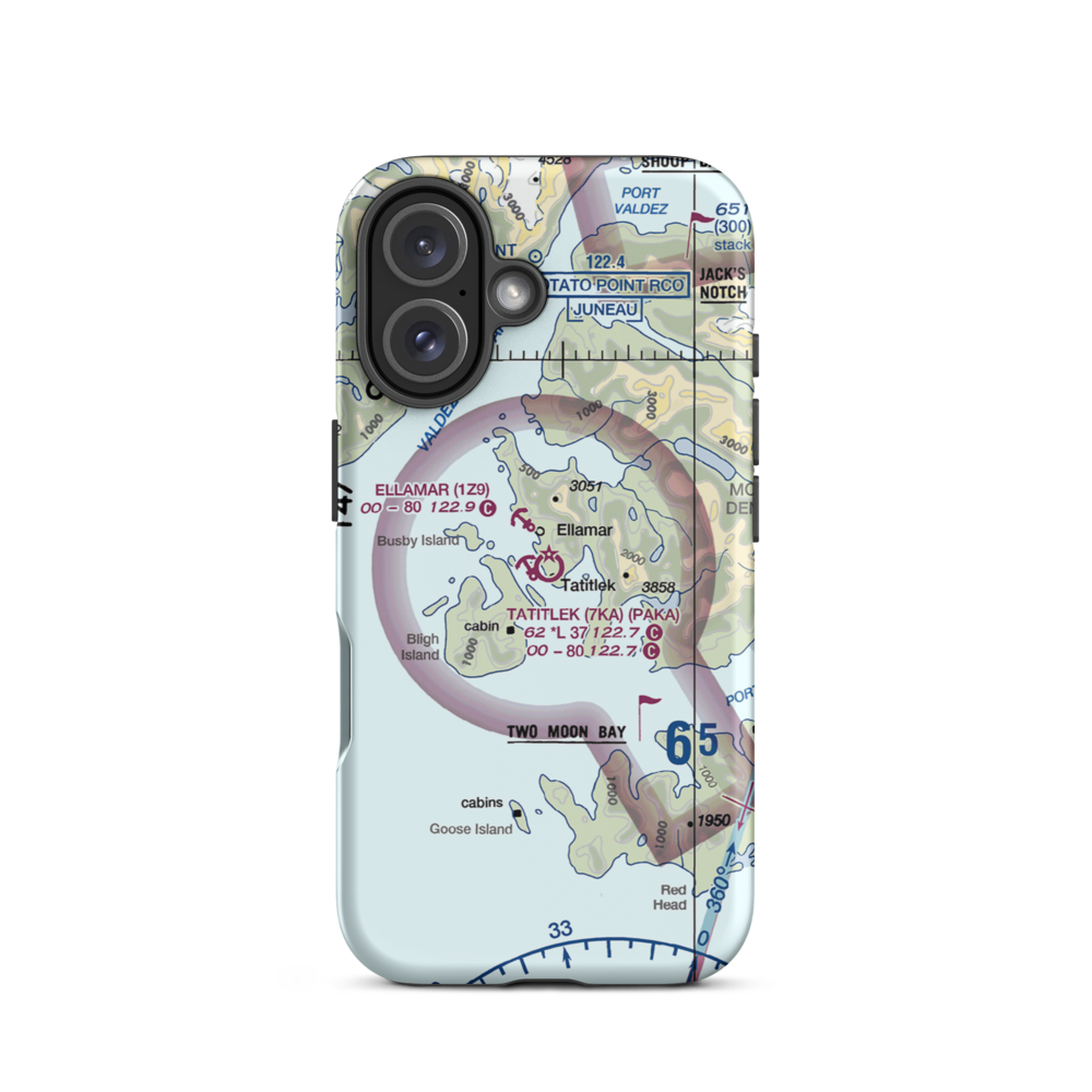Tatitlek Airport (7KA) VFR Sectional  Tough iPhone Case iPhone 16 model shown