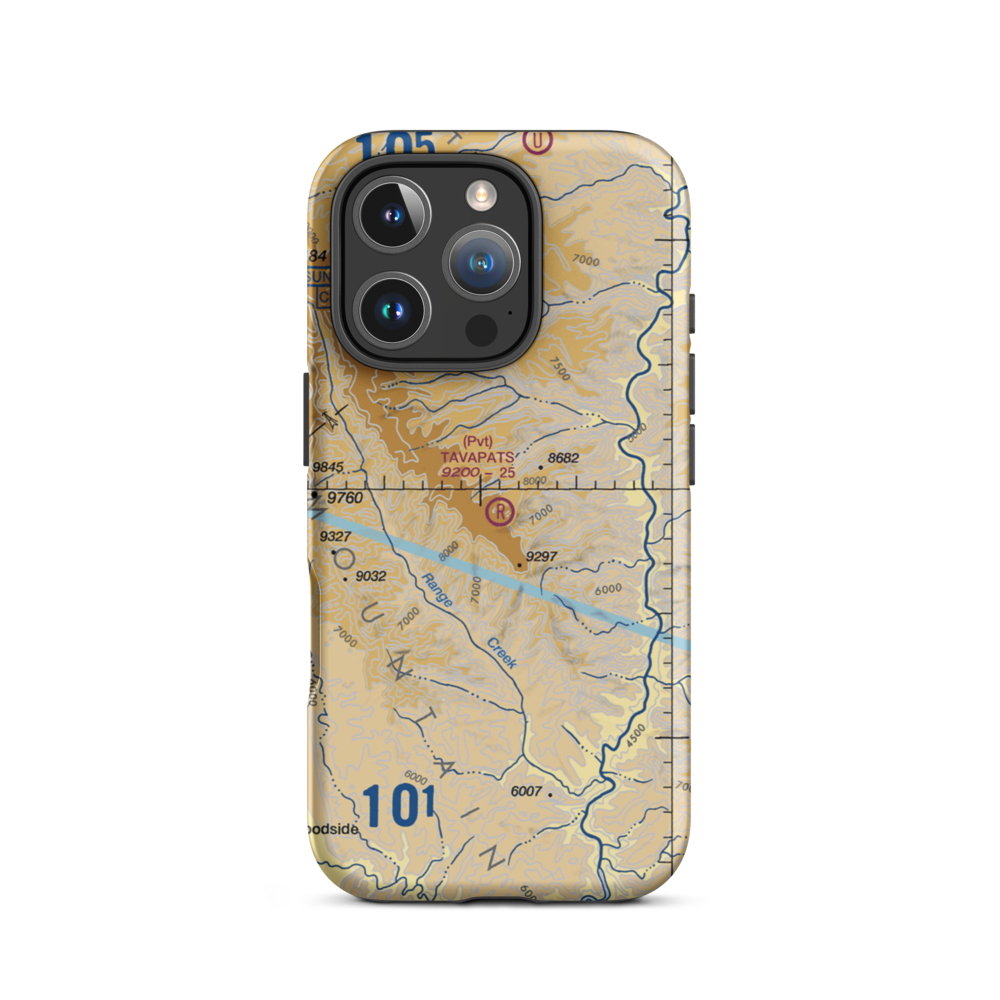 Tavapats Ranch Airport (UT09) VFR Sectional  Tough iPhone Case iPhone 16 Pro model shown