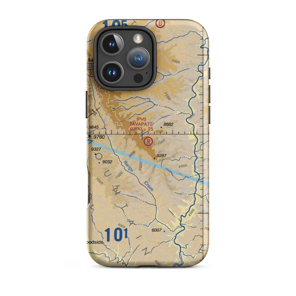 Tavapats Ranch Airport (UT09) VFR Sectional  Tough iPhone Case iPhone 16 Pro Max model shown
