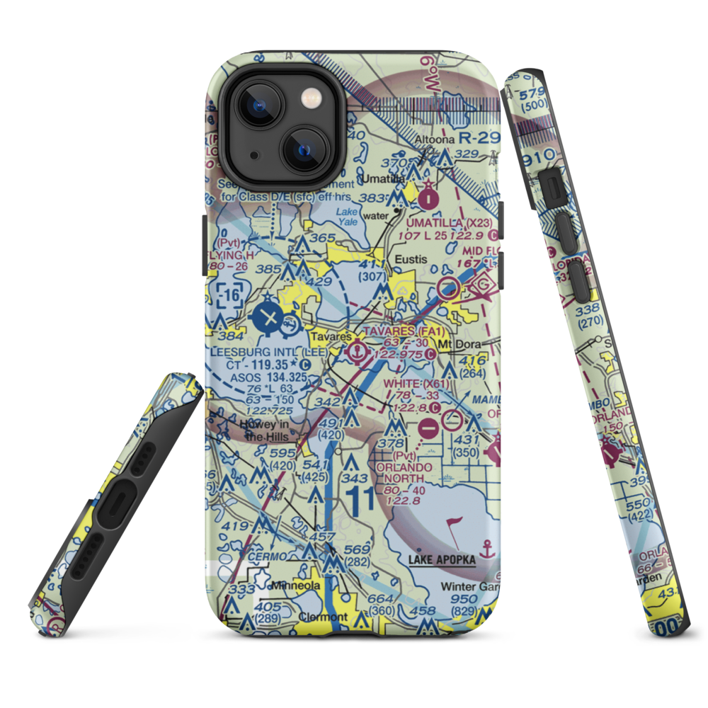 Tavares Seaplane Base (FA1) VFR Sectional  Tough iPhone Case iPhone 14 Plus model shown