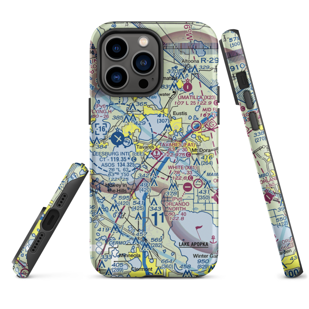 Tavares Seaplane Base (FA1) VFR Sectional  Tough iPhone Case iPhone 14 Pro Max model shown