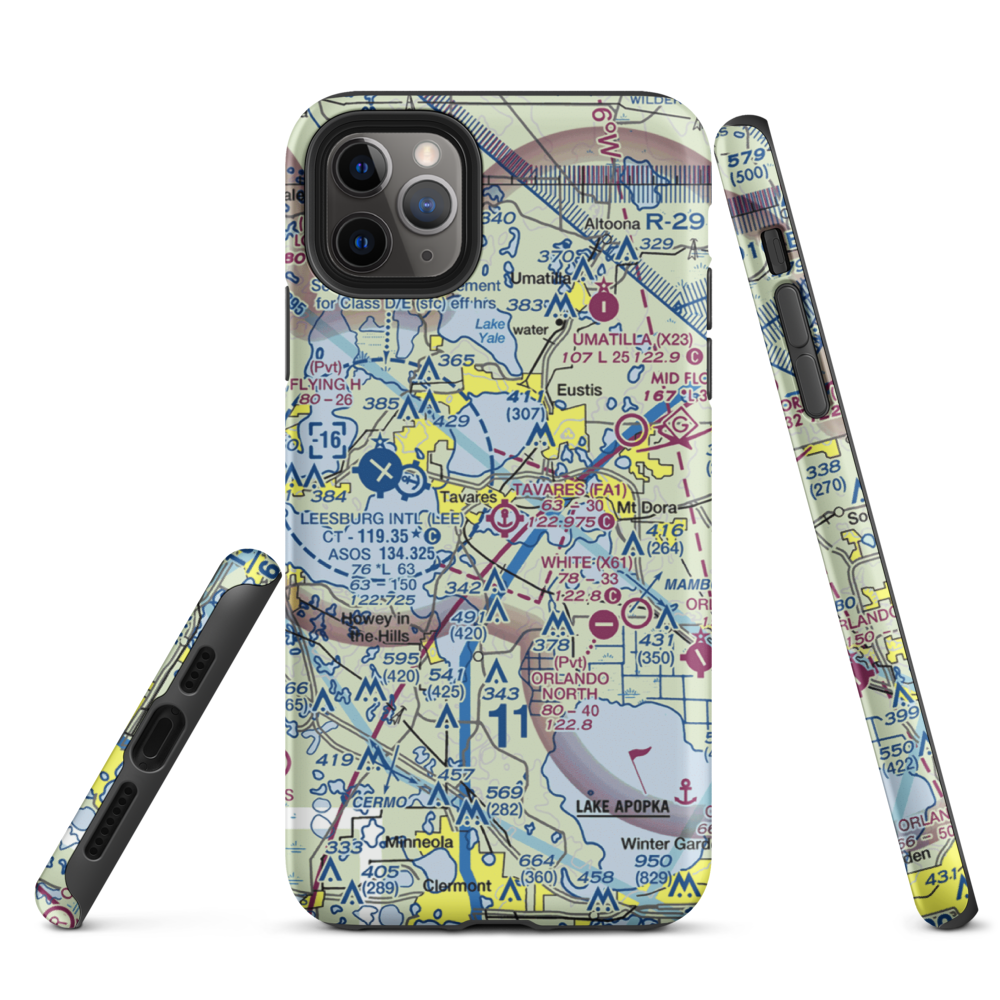 Tavares Seaplane Base (FA1) VFR Sectional  Tough iPhone Case iPhone 11 Pro Max model shown