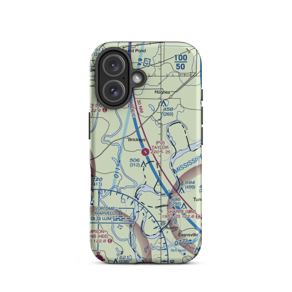 Taylor Airport (15AR) VFR Sectional  Tough iPhone Case iPhone 16 model shown