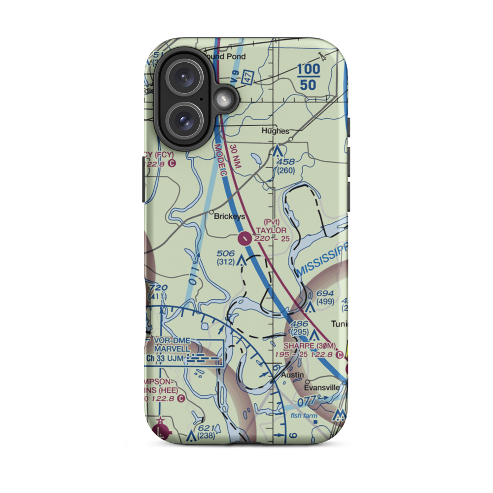 Taylor Airport (15AR) VFR Sectional  Tough iPhone Case iPhone 16 Plus model shown