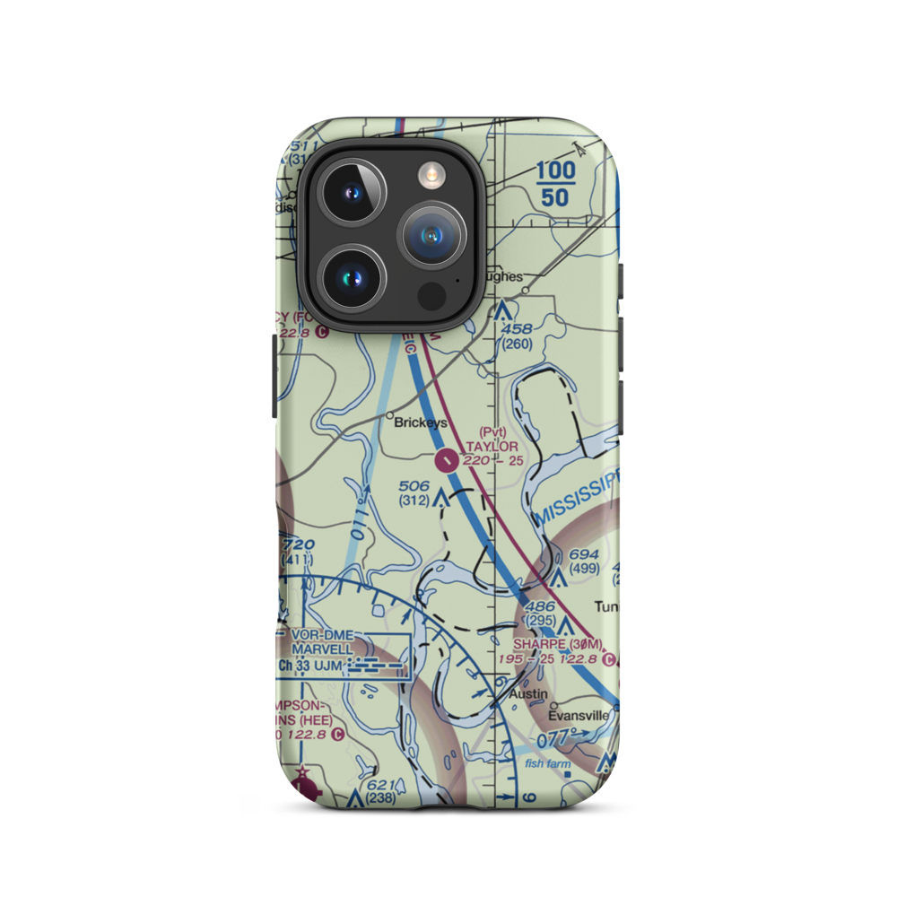 Taylor Airport (15AR) VFR Sectional  Tough iPhone Case iPhone 16 Pro model shown