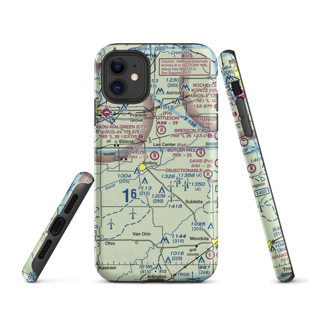 Taylor Airport (IL07) VFR Sectional  Tough iPhone Case iPhone 11 model shown